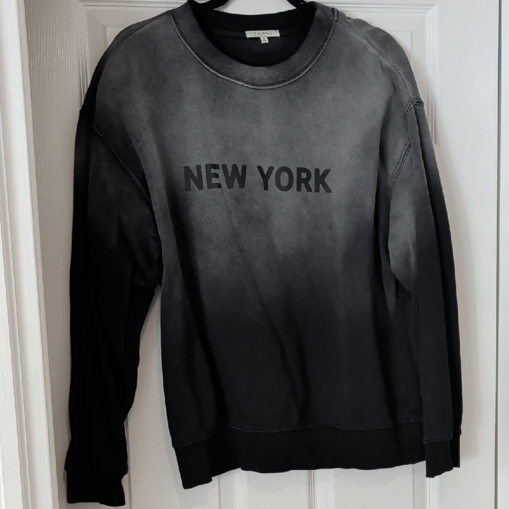 Z Supply Men's NEW YORK Crewneck Sweater - Black/Charcoal